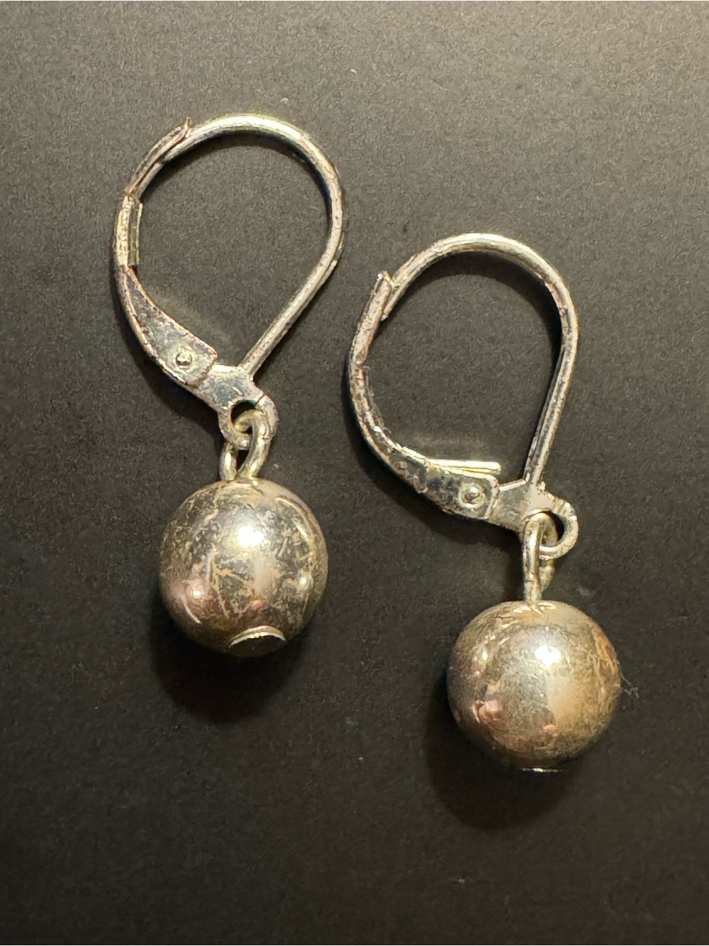 Silver Tone Ball Drop Leverback Earrings Classic Minimalist Everyday